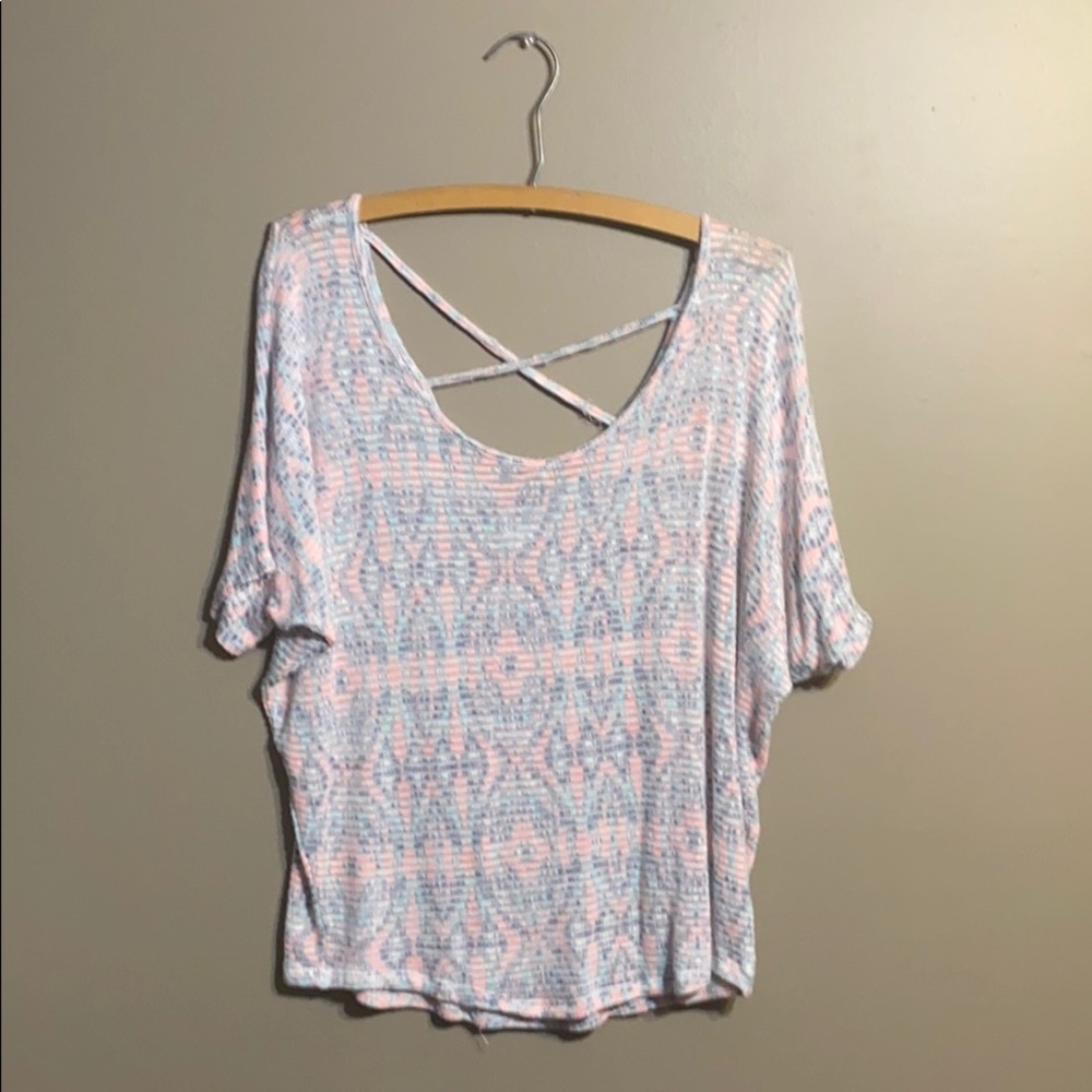 Maurices Knit Pink Blue Purple Cross-back Top S